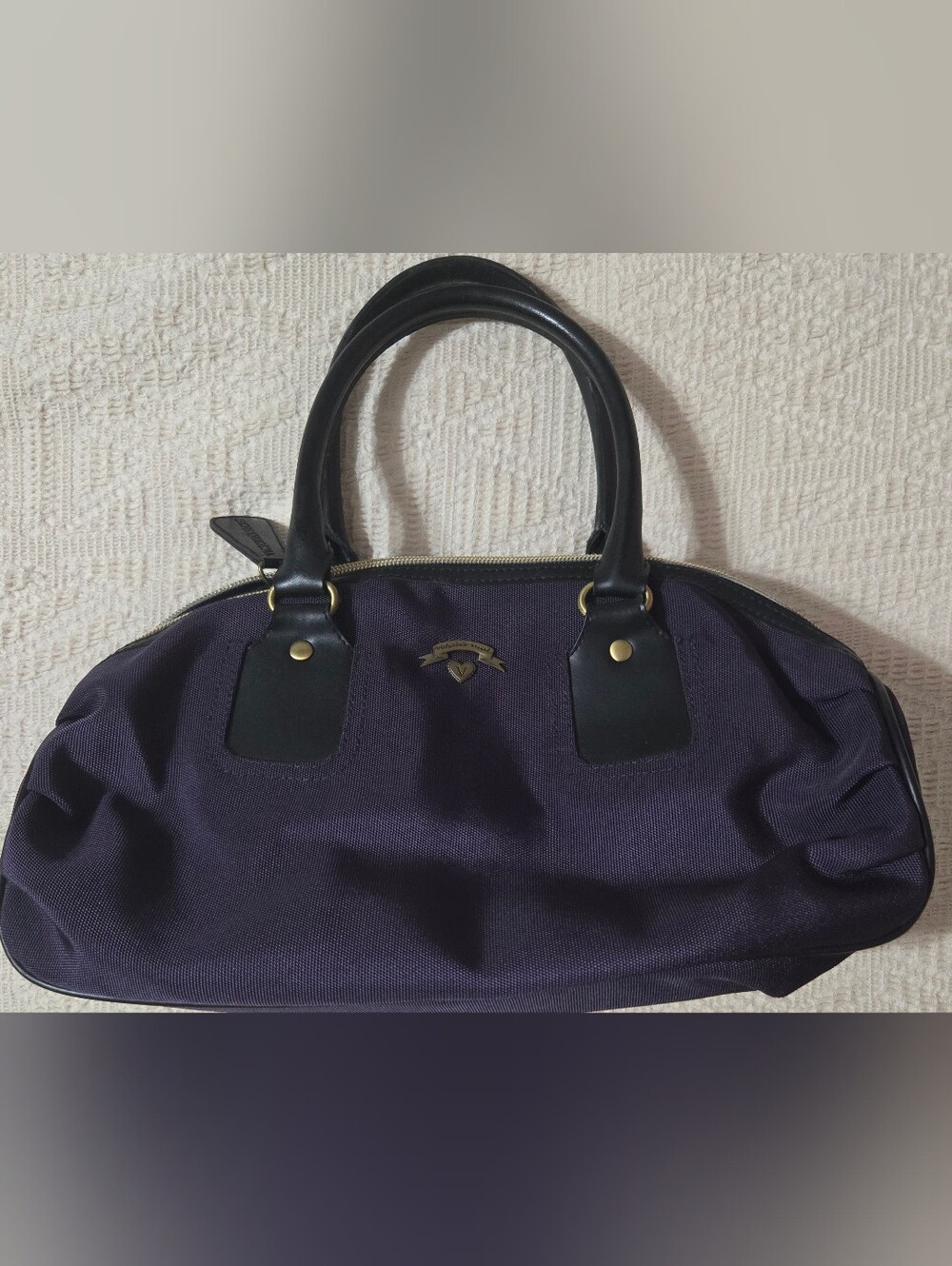#Y2K Violet Navy Handbag with Black Trim -